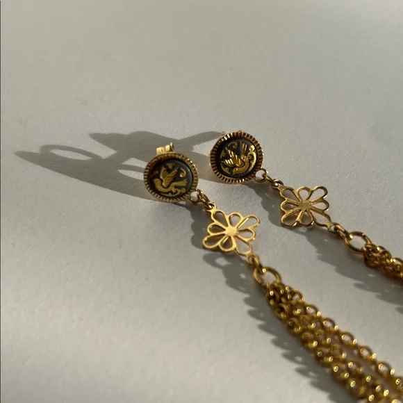 Dove Gold Chain Dangle Earrings - Picture 2 of 3